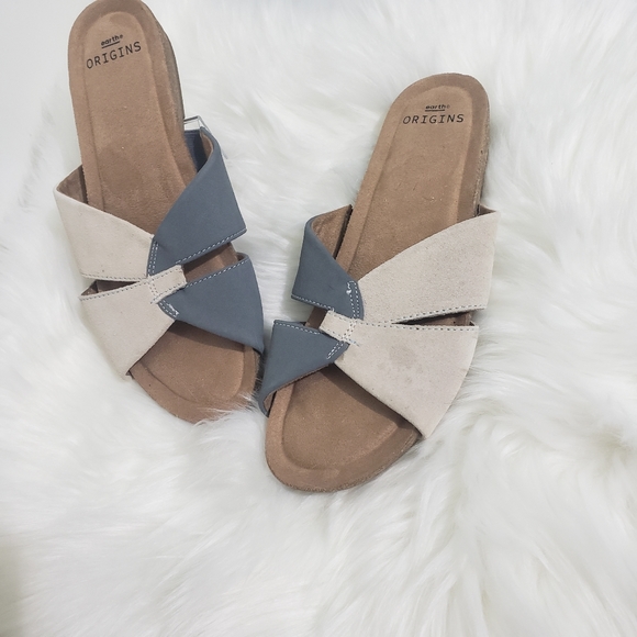 Earth Origins Womens Sandal Size 8 Lexi Blue Suede Strappy Low 1" Heel NEW - Picture 6 of 11